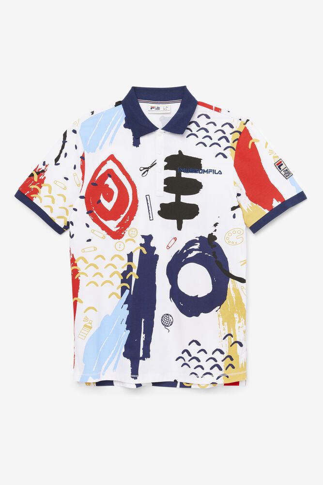 Fila Polo Mens White X The Museum Printed - Ireland 34619-YCPA